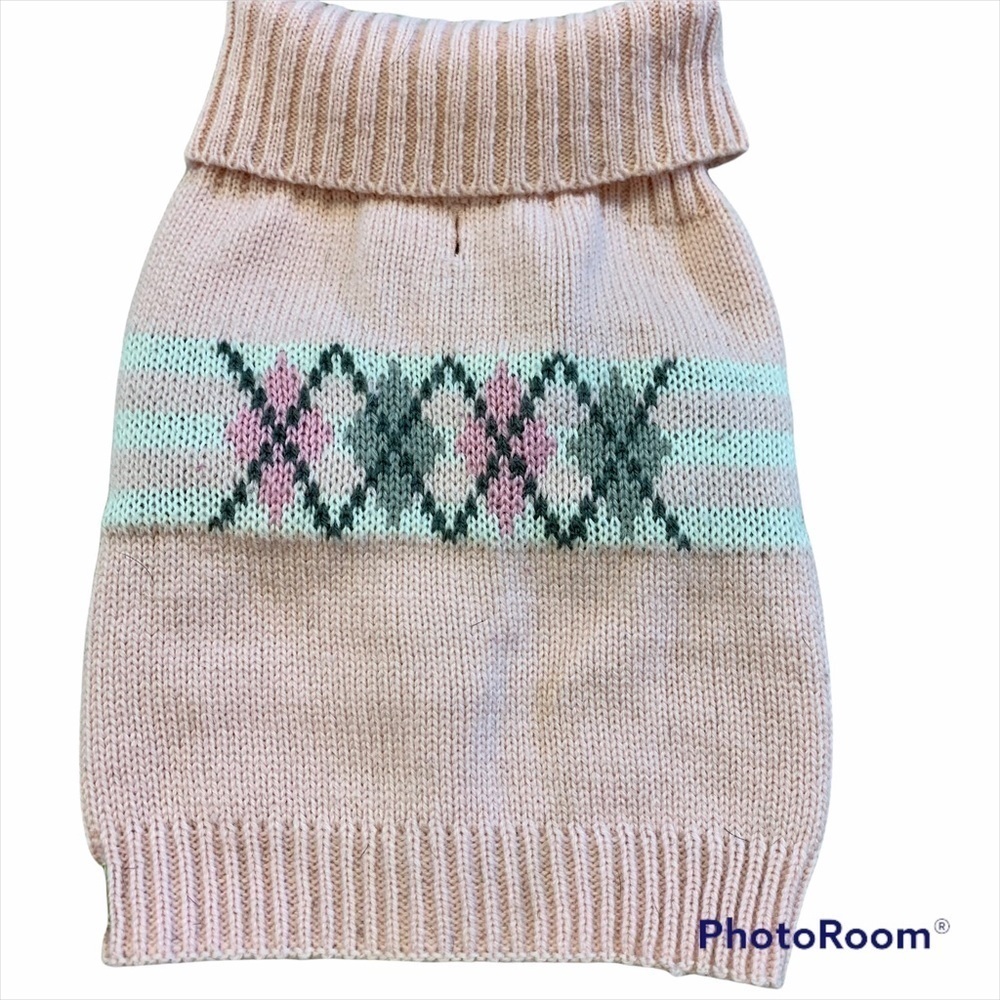 𝅺 🛍3/$20 Small breed dog pastel pink knit turtleneck sweater size small